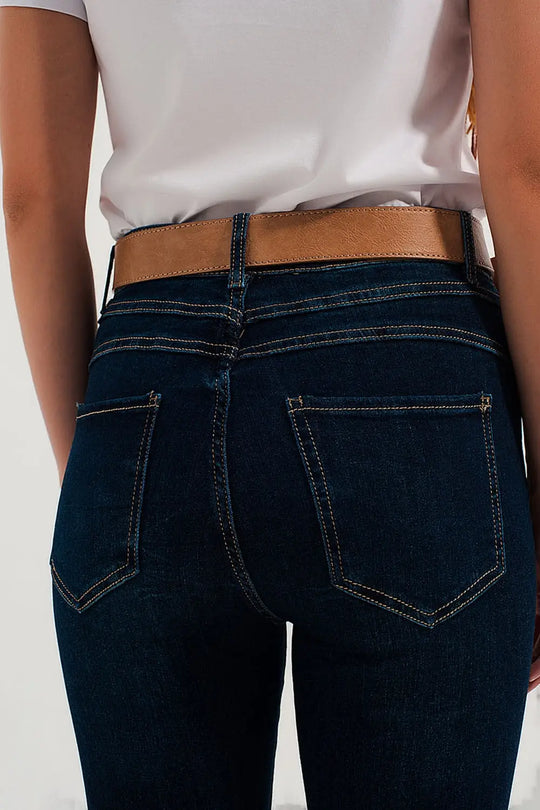 Jean skinny stretch bleu délavé moyen - Pantalons