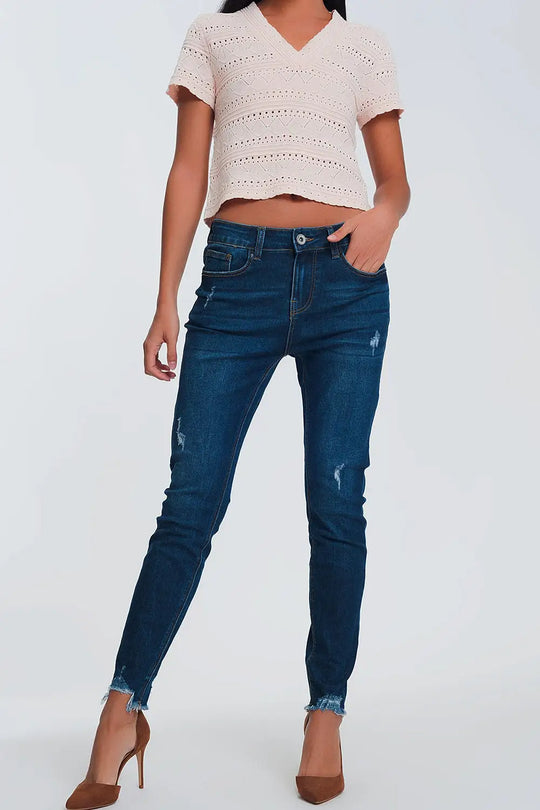 Q2 Jean skinny taille classique – Bleu Clair