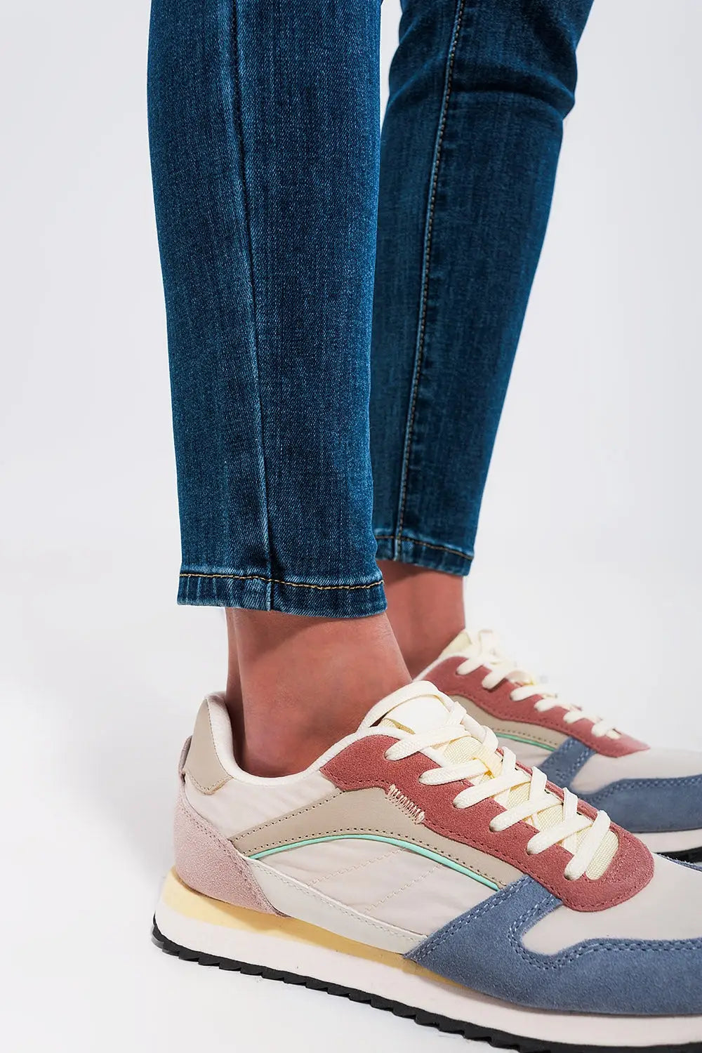 Jean skinny taille haute à délavage foncé - Pantalons
