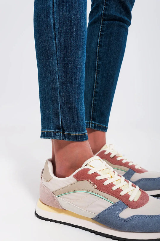 Jean skinny taille haute à délavage foncé - Pantalons