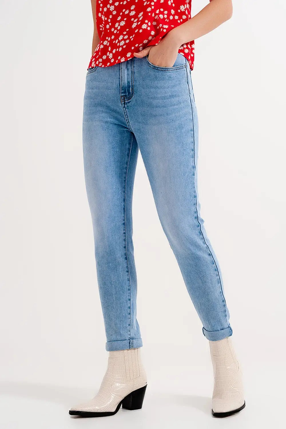 Q2 Jean skinny taille haute bleu clair