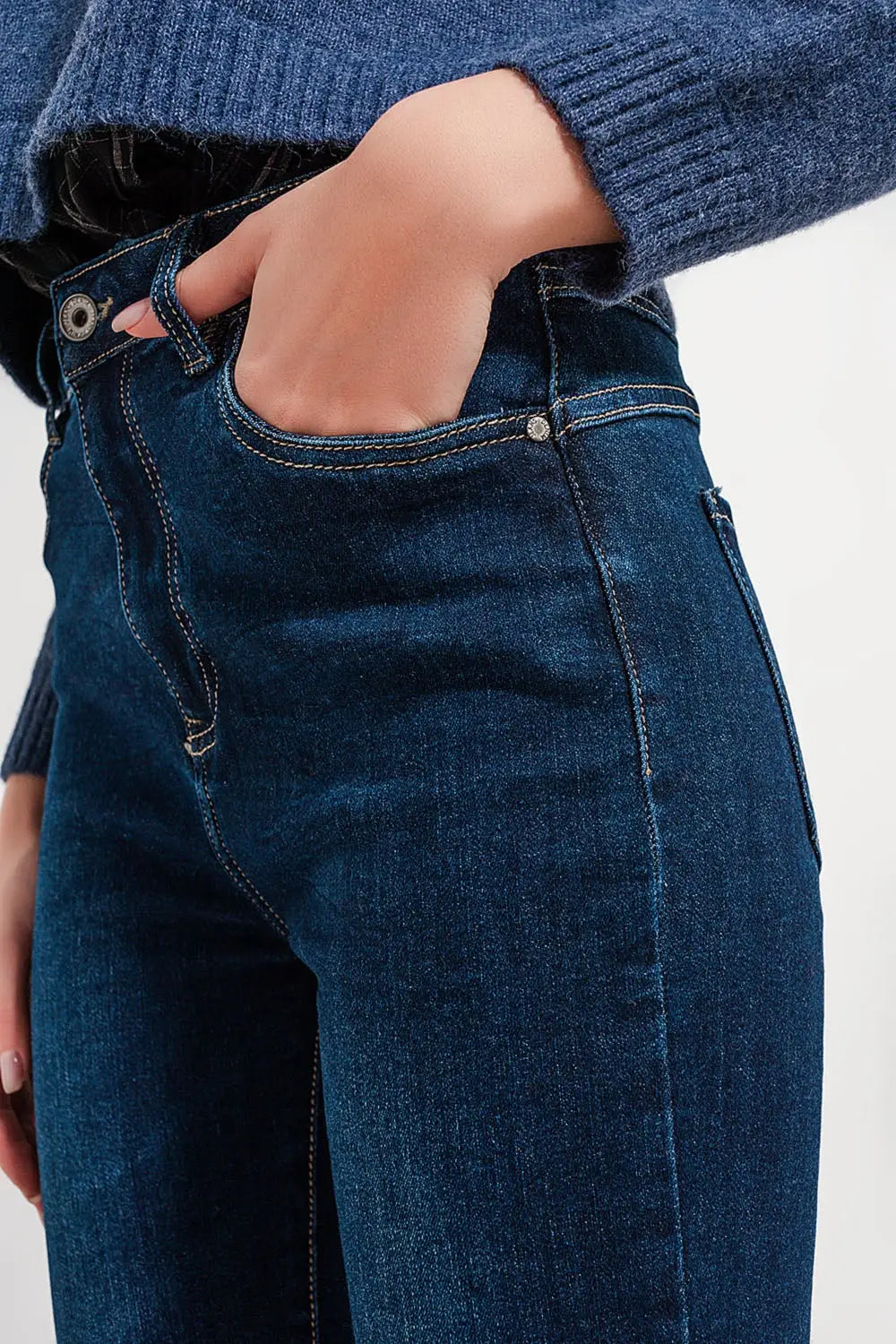 Jean skinny taille haute Bleu foncé - Pantalons