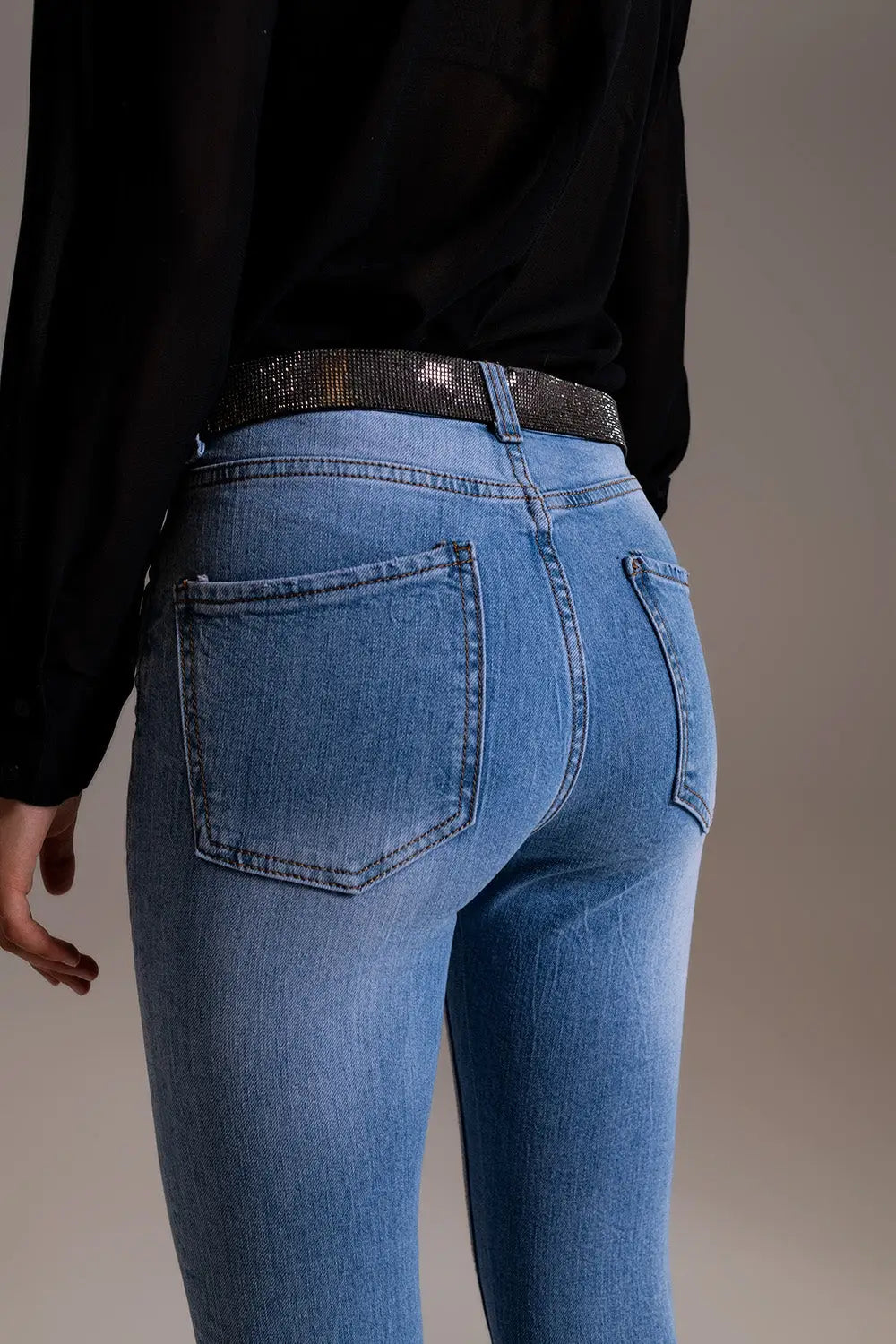 Jean skinny taille haute dans une teinte claire - Pantalons