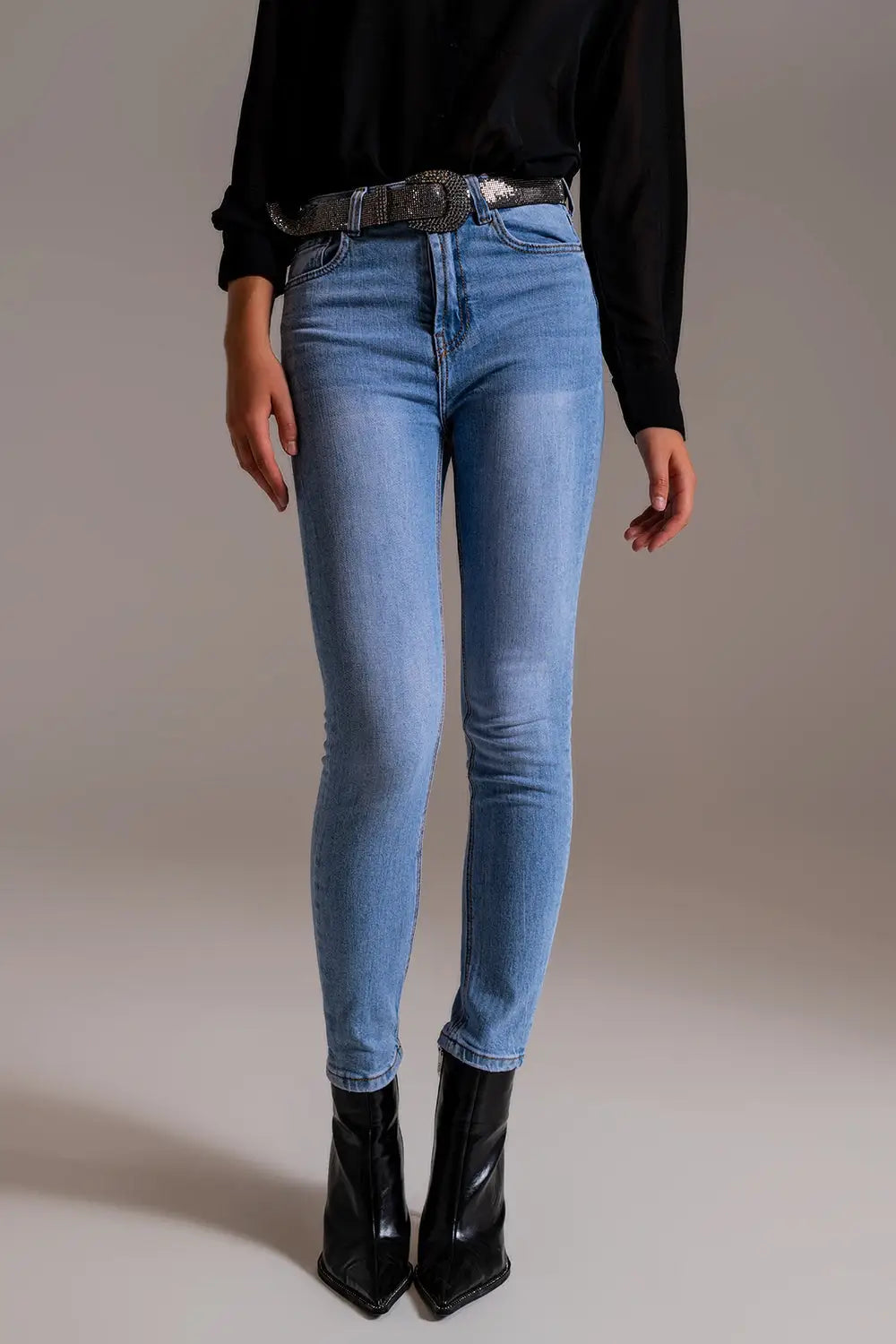 Jean skinny taille haute dans une teinte claire - Pantalons
