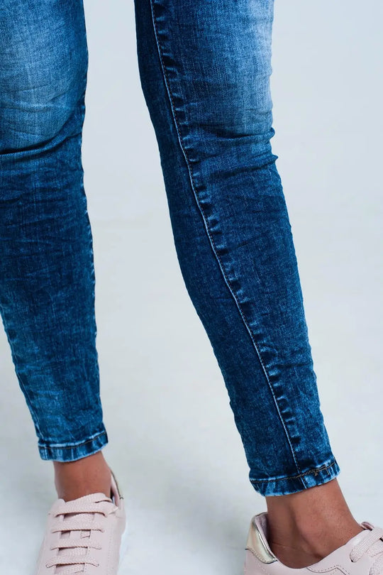 Jean skinny taille haute Délavage bleu vif - Pantalons