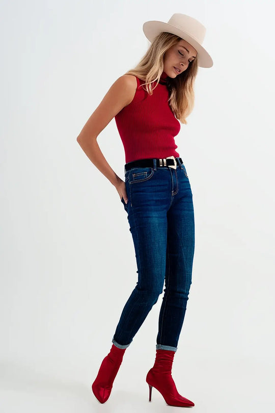 Jean skinny taille haute Délavage bleu - Pantalons
