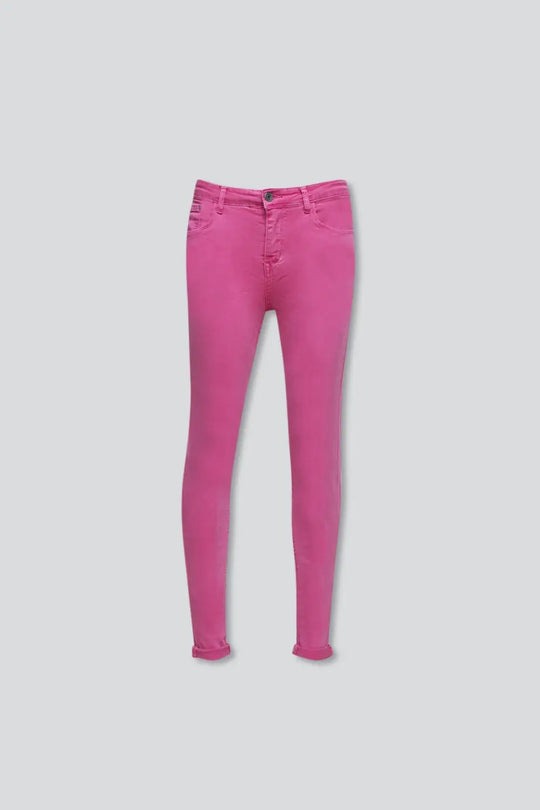 Jean skinny taille haute en fuchsia - Pantalons