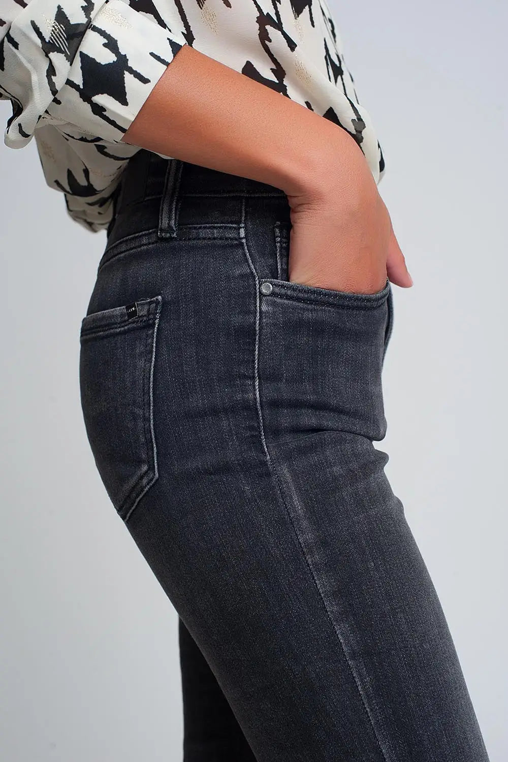 Jean skinny taille haute en Noir délavé - Pantalons