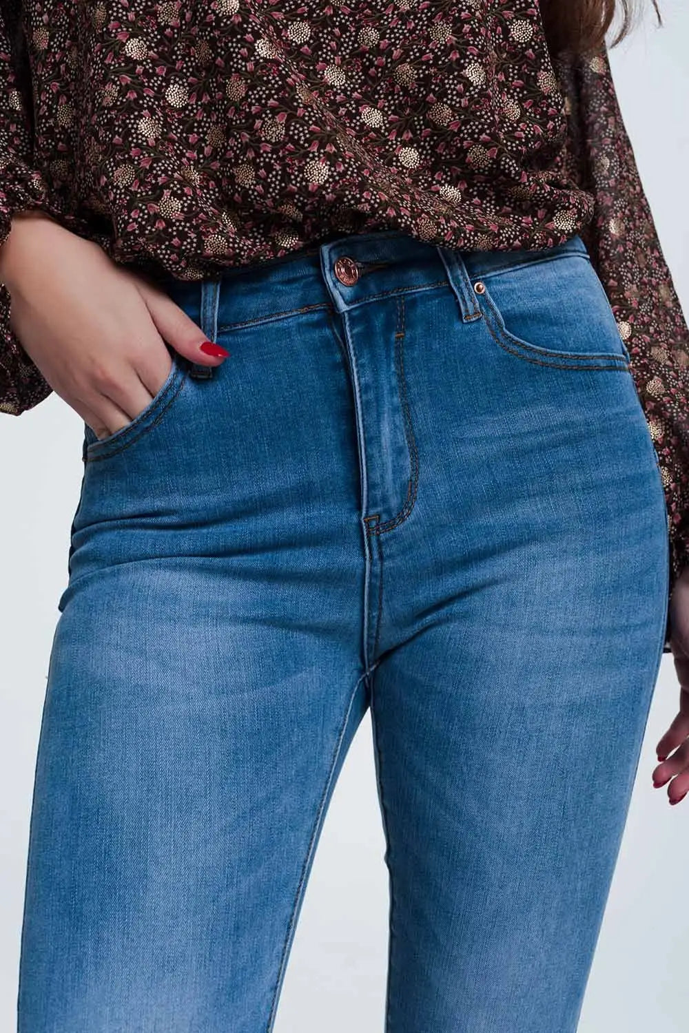 Jean skinny taille haute Joli bleu délavé moyen - Pantalons