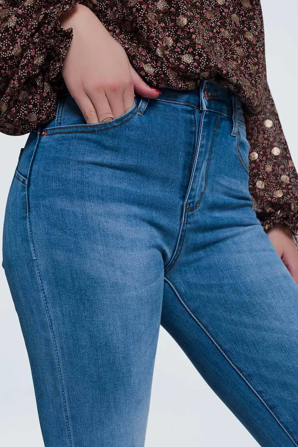 Jean skinny taille haute Joli bleu délavé moyen - Pantalons