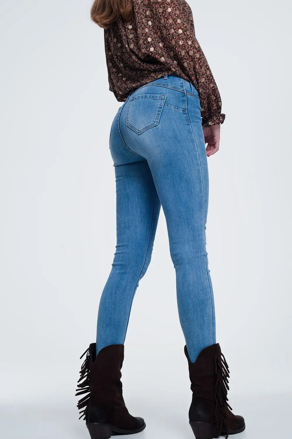 Jean skinny taille haute Joli bleu délavé moyen - Pantalons