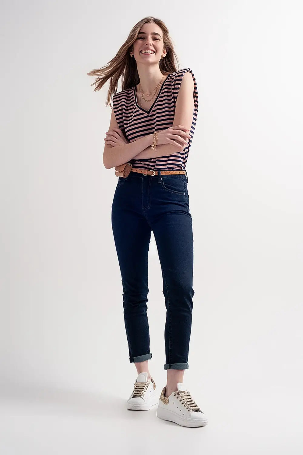 Jean skinny taille haute premium Bleu foncé - Pantalons