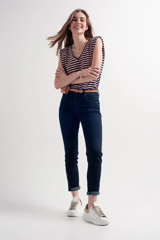 Jean skinny taille haute premium Bleu foncé - Pantalons