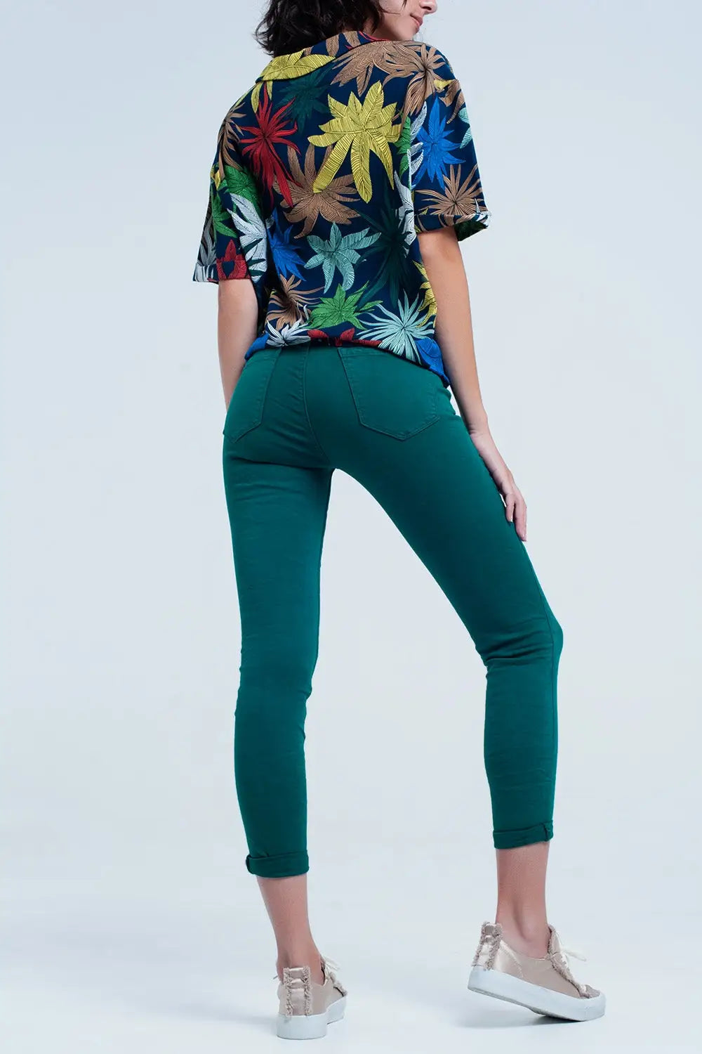 Jean skinny vert élastique - Pantalons
