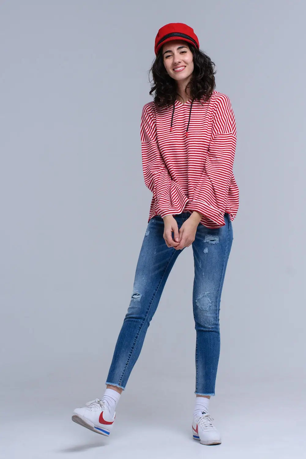Jean skinny vieilli avec franges - Pantalons