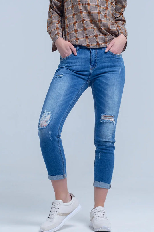 Jean skinny with rips on the legs - Jeans