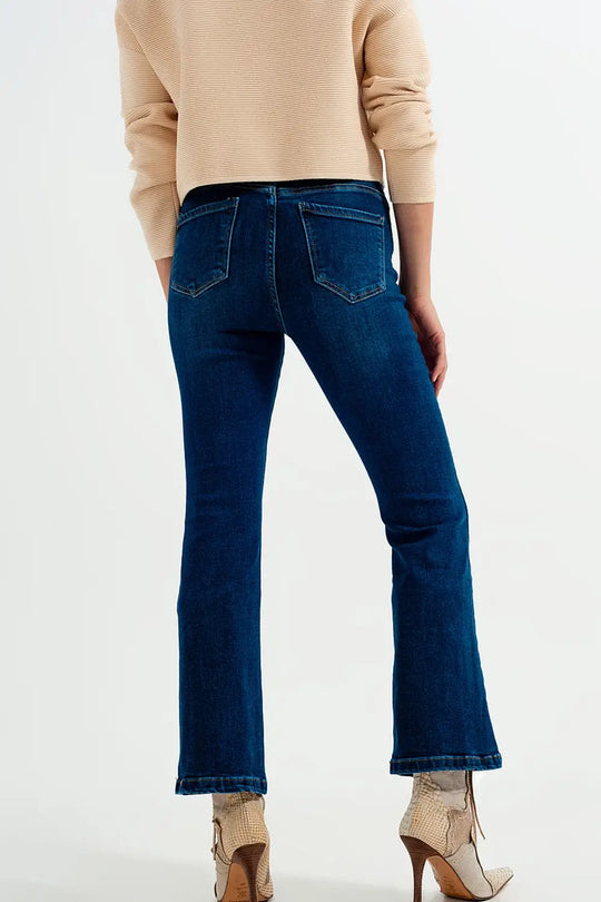Jean stretch évasé taille haute Délavage moyen - Pantalons