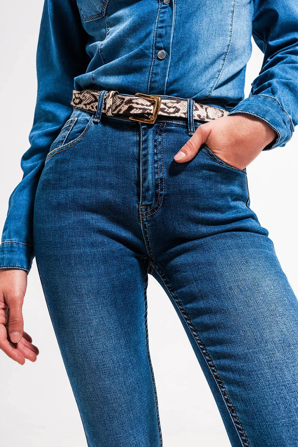 Jean stretch skinny à taille haute Bleu moyen - Pantalons