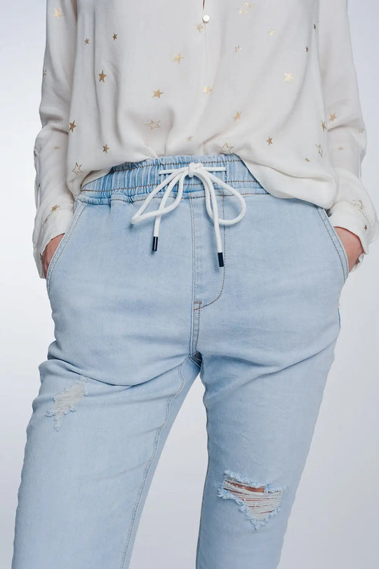 Jean style jogger délavage lumière - Pantalons