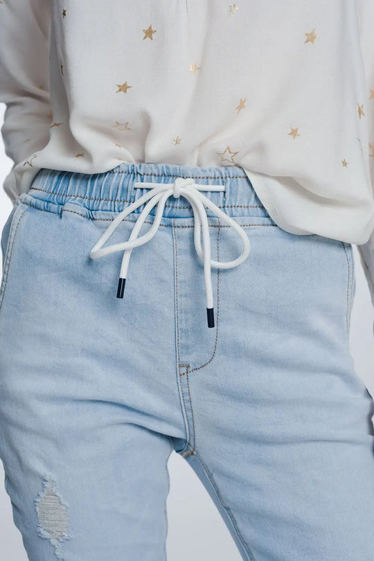 Jean style jogger délavage lumière - Pantalons