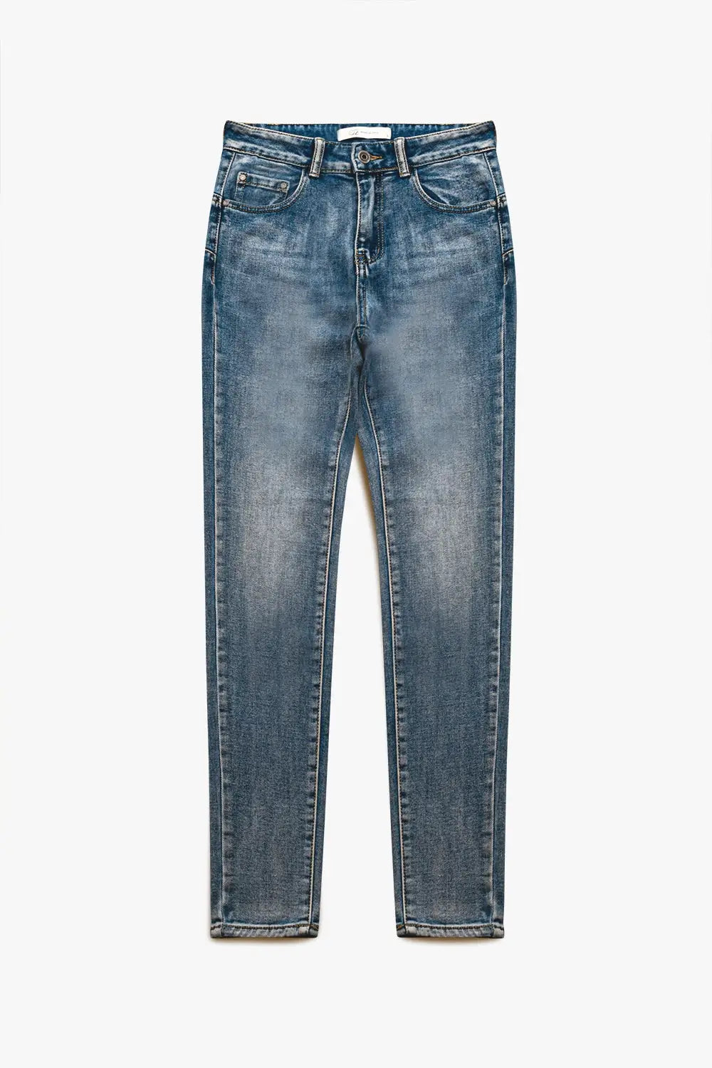 Jean super skinny à taille haute en bleu vintage stonewash - Pantalons