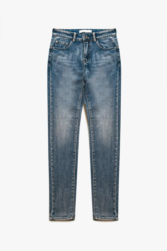 Jean super skinny à taille haute en bleu vintage stonewash - Pantalons