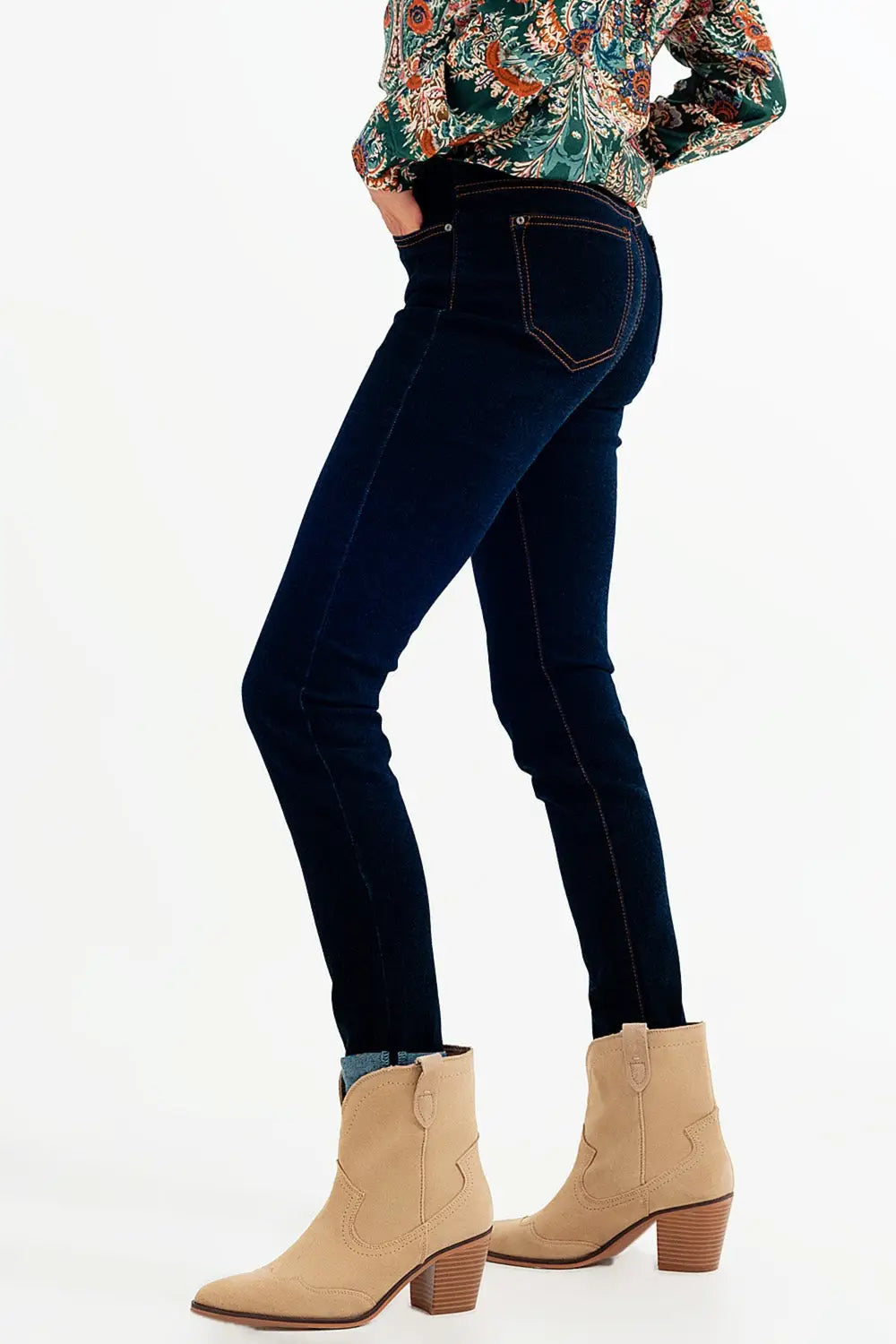 Jean super skinny Bleu foncé délavé - Pantalons