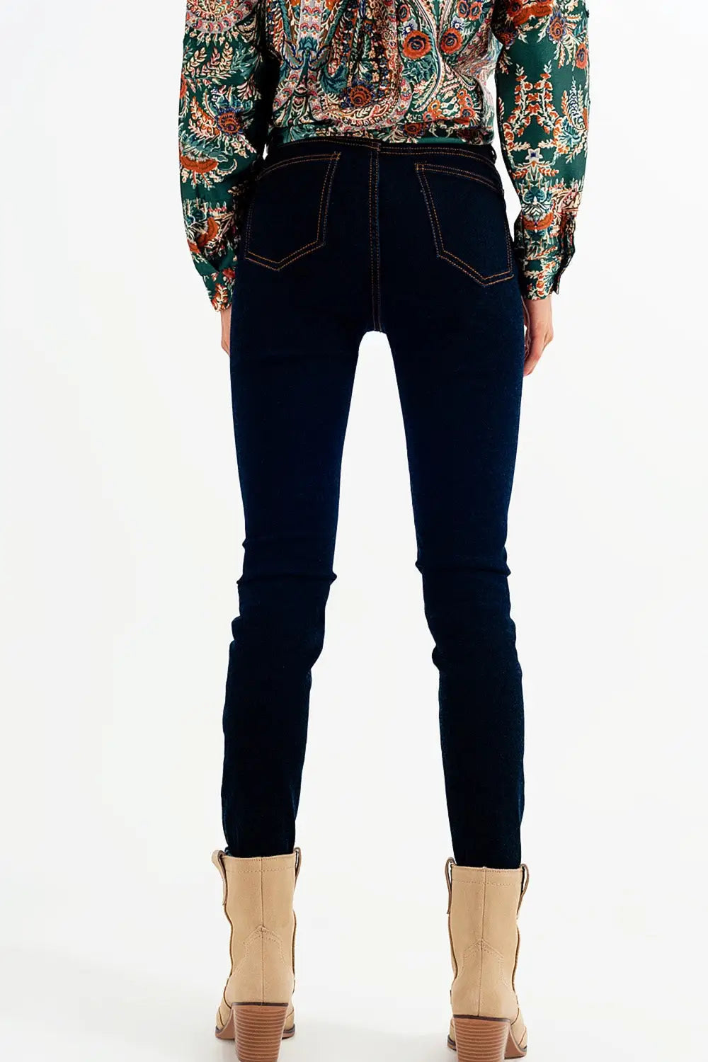 Jean super skinny Bleu foncé délavé - Pantalons