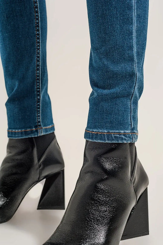 Jean super skinny bleu moyen de taille haute délavé - Pantalons