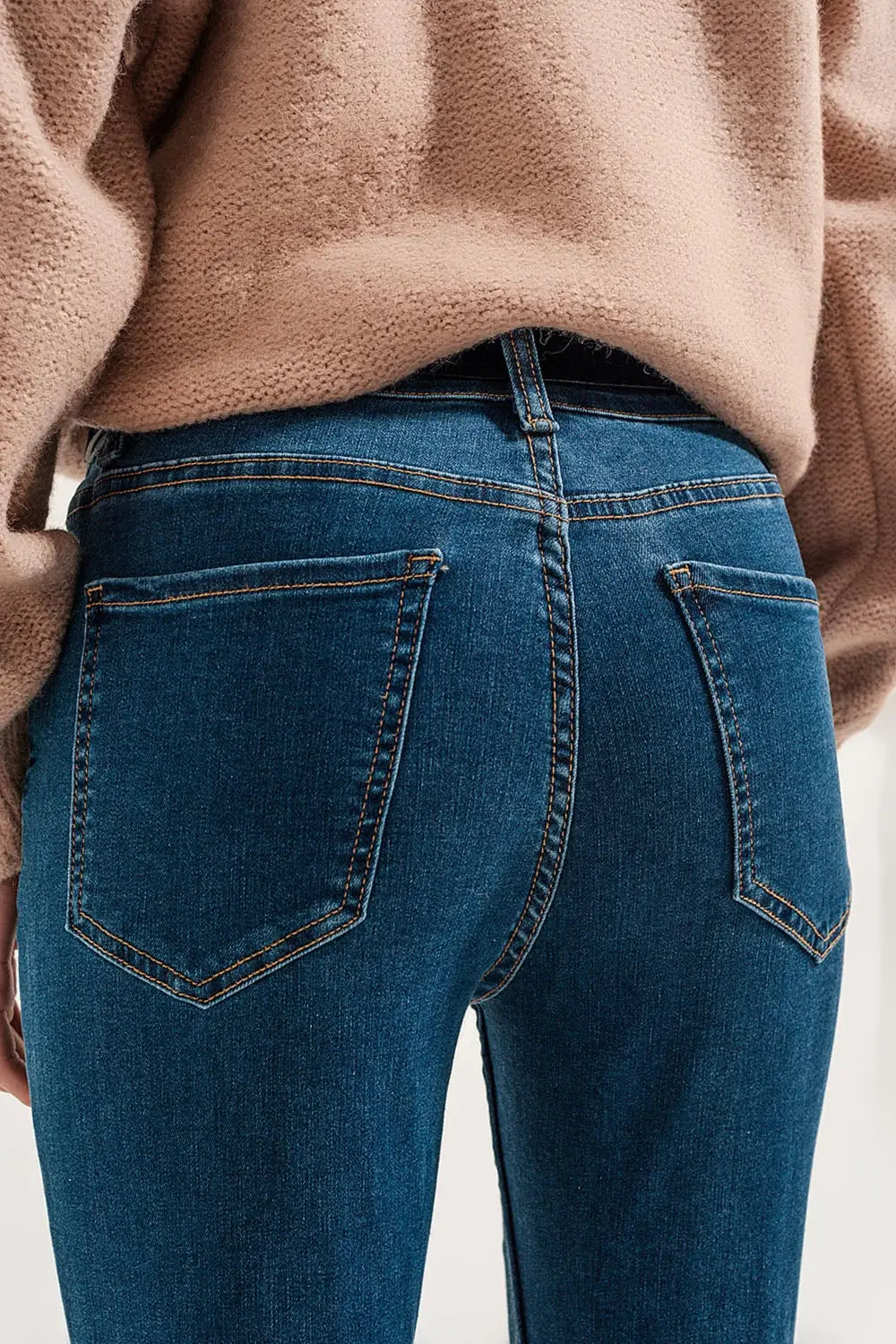 Jean super skinny bleu moyen de taille haute délavé - Pantalons