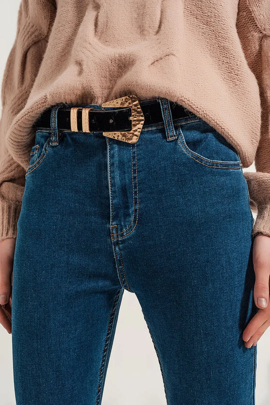 Jean super skinny bleu moyen de taille haute délavé - Pantalons