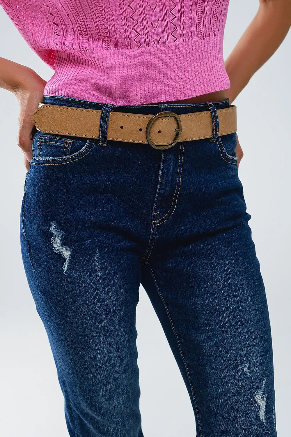 Jean super skinny délavé foncé en denim stretch - Pantalons