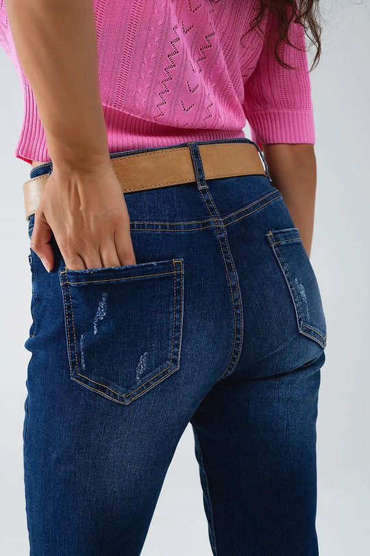 Jean super skinny délavé foncé en denim stretch - Pantalons