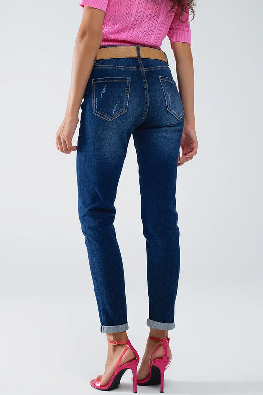 Jean super skinny délavé foncé en denim stretch - Pantalons