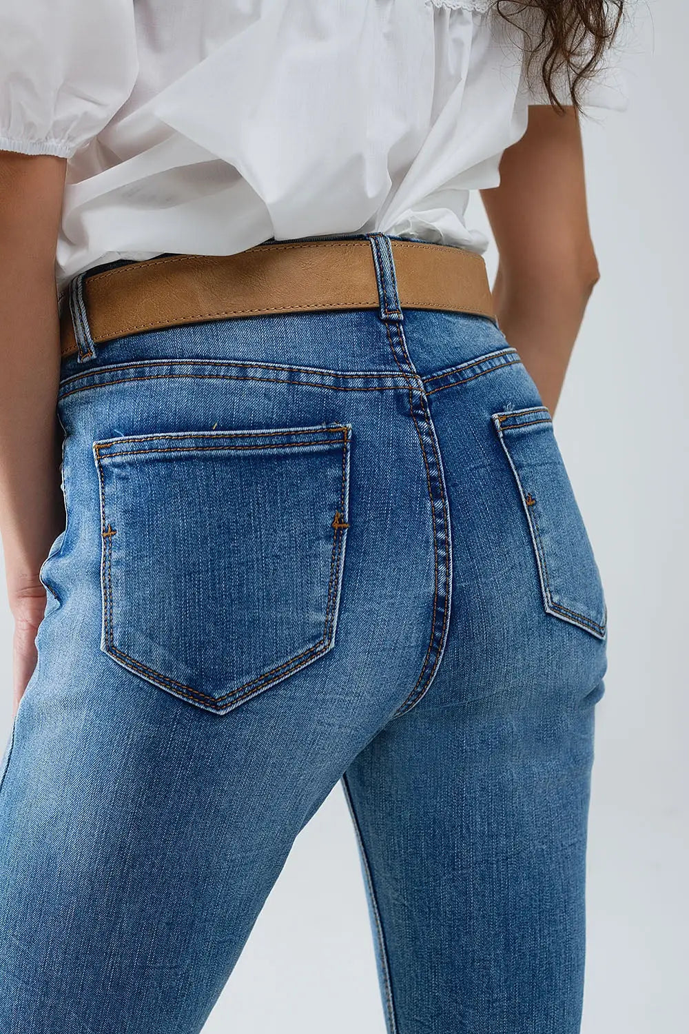 Jean super skinny en denim extensible délavé avec détails en relief - Pantalons