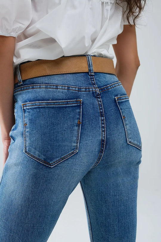 Jean super skinny en denim extensible délavé avec détails en relief - Pantalons