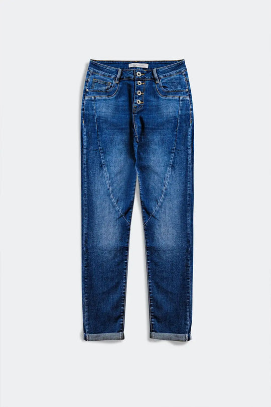 Q2 Jean with seam detail in dark wash blue