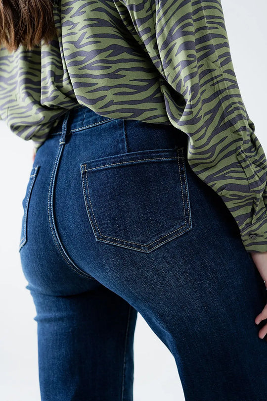 Jeans à jambe droite avec poches avant et bouton - Pantalons
