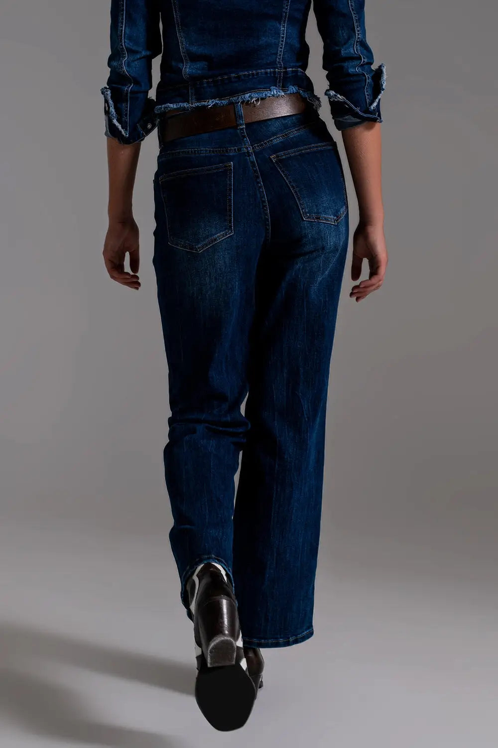 Jeans à pattes d’éléphant des années 70 en bleu délavé moyen - Pantalons