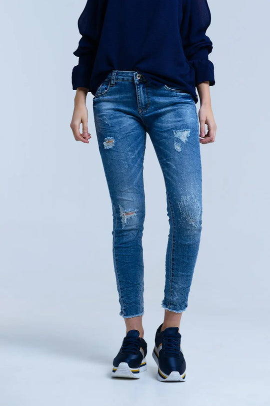 Jeans avec détails déchirés - Pantalons