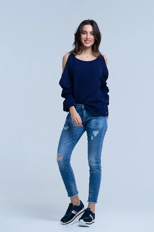 Jeans avec détails déchirés - Pantalons