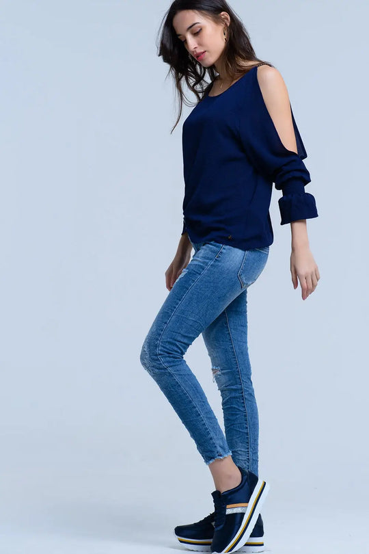 Jeans avec détails déchirés - Pantalons