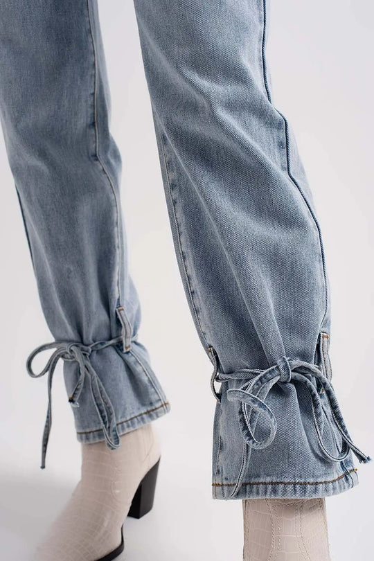 Jeans avec liens à nouer à la cheville - Pantalons