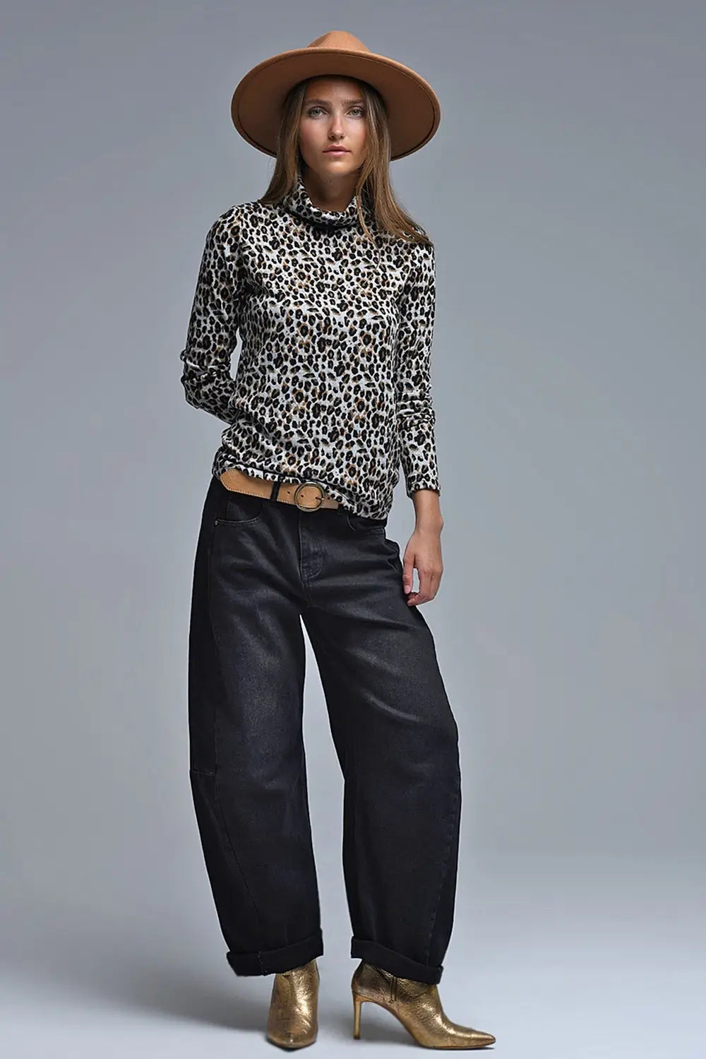 Jeans Barrel noir avec coutures latérales - Pantalons