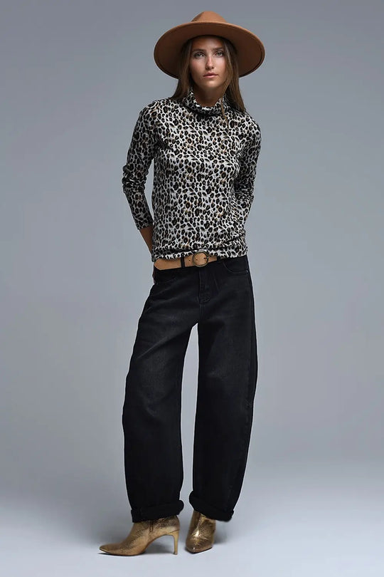 Jeans Barrel noir avec coutures latérales - Pantalons