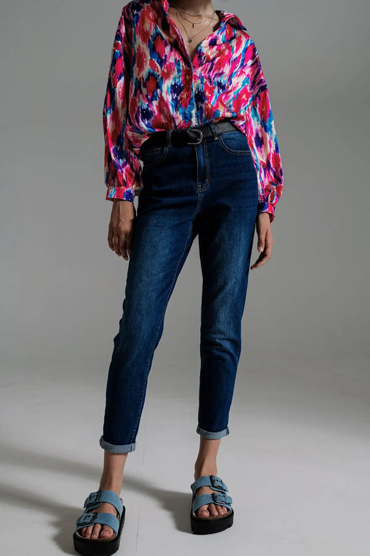 Q2 Jeans basiques à jambes Regular en lavage moyen