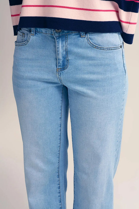 Jeans bleu clair à jambe droite - Pantalons