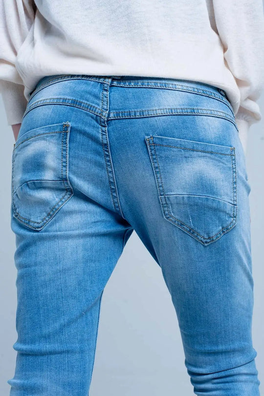 Jeans boyfriend barré avec boutons - Pantalons