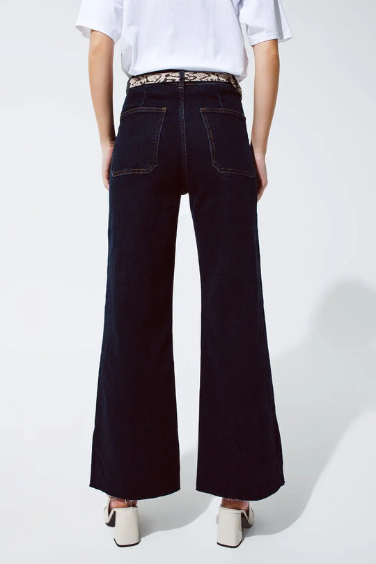 Jeans droits avec détail de poche en lavage foncé - Pantalons