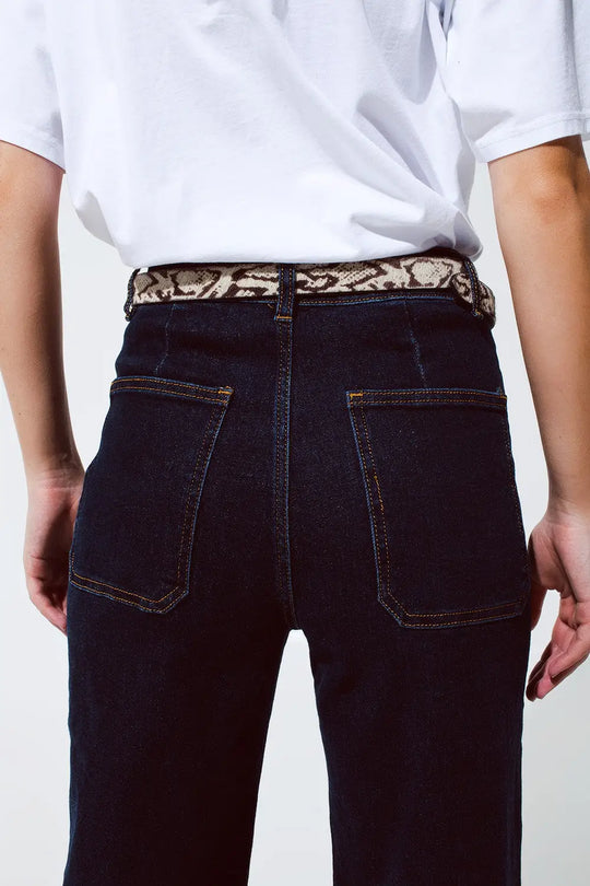 Jeans droits avec détail de poche en lavage foncé - Pantalons